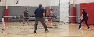 Pickelball players hitting hot and heavy in the Yreka YMCA gym.