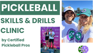Pickleball clinic in Mount Shasta, June 15, 2024, with pickleball pros Amy Brown and Damon Magana from Redding, CA.