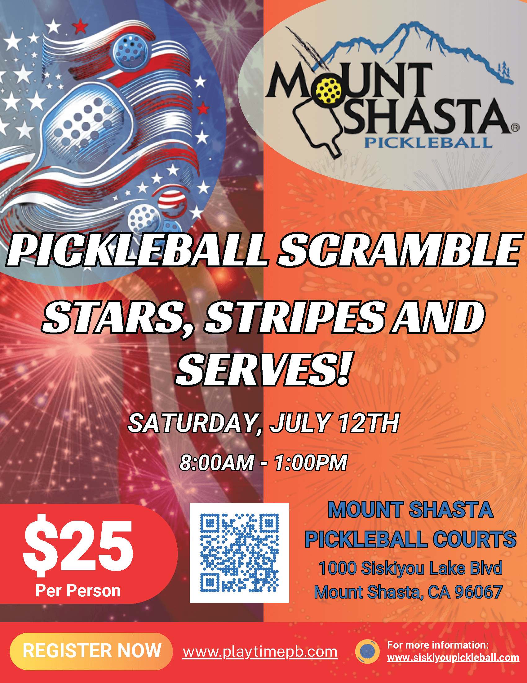 Mount Shasta Pickleball Scramble, July 12, 2025