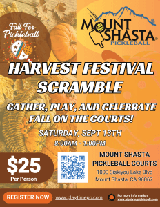 Mount Shasta Pickleball Scramble, September 2025