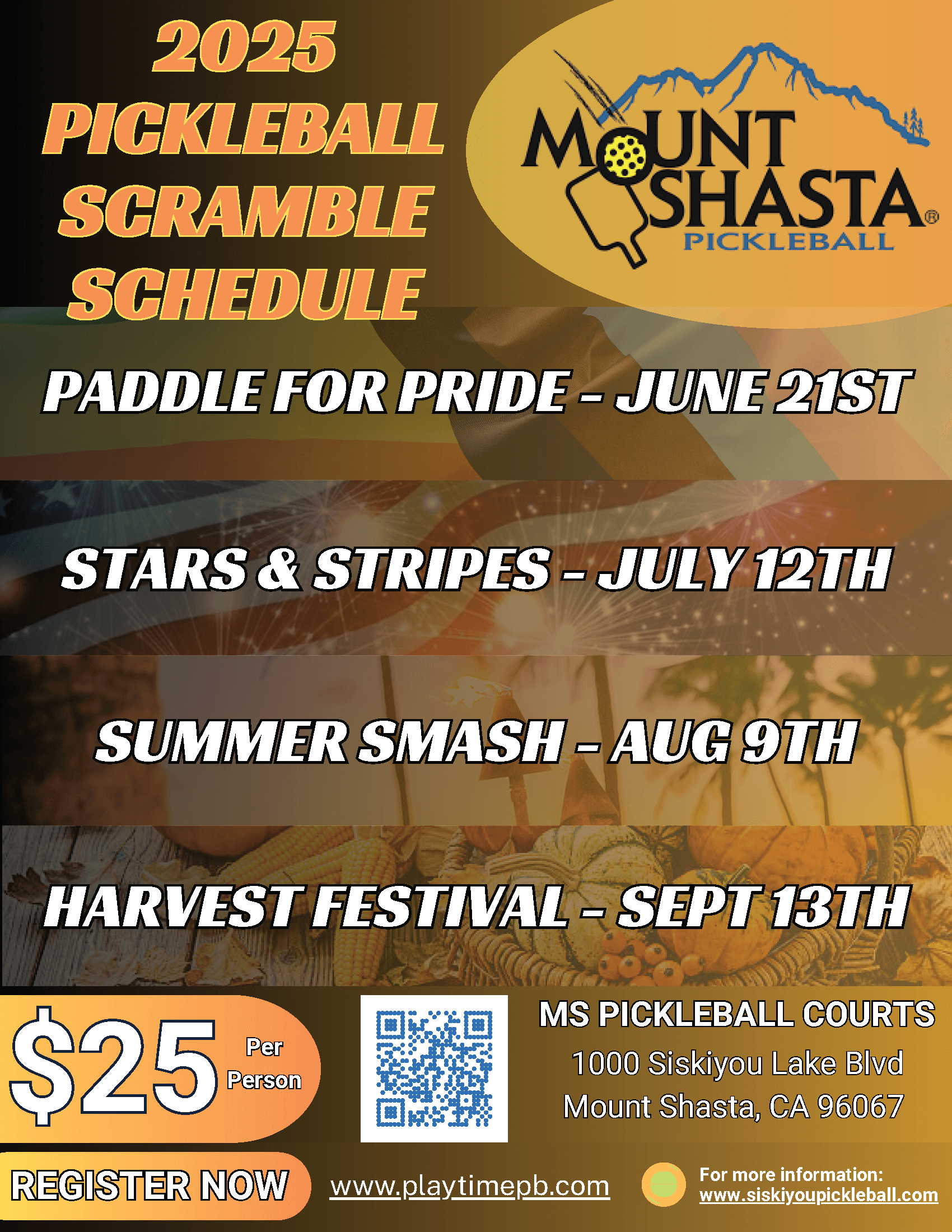 Mount Shasta Pickleball Summer Scramble Schedule