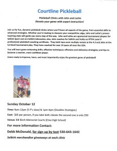 Pickleball Clinic in Etna, CA Oct 12, 2025 in the beautiful Scott Valley.